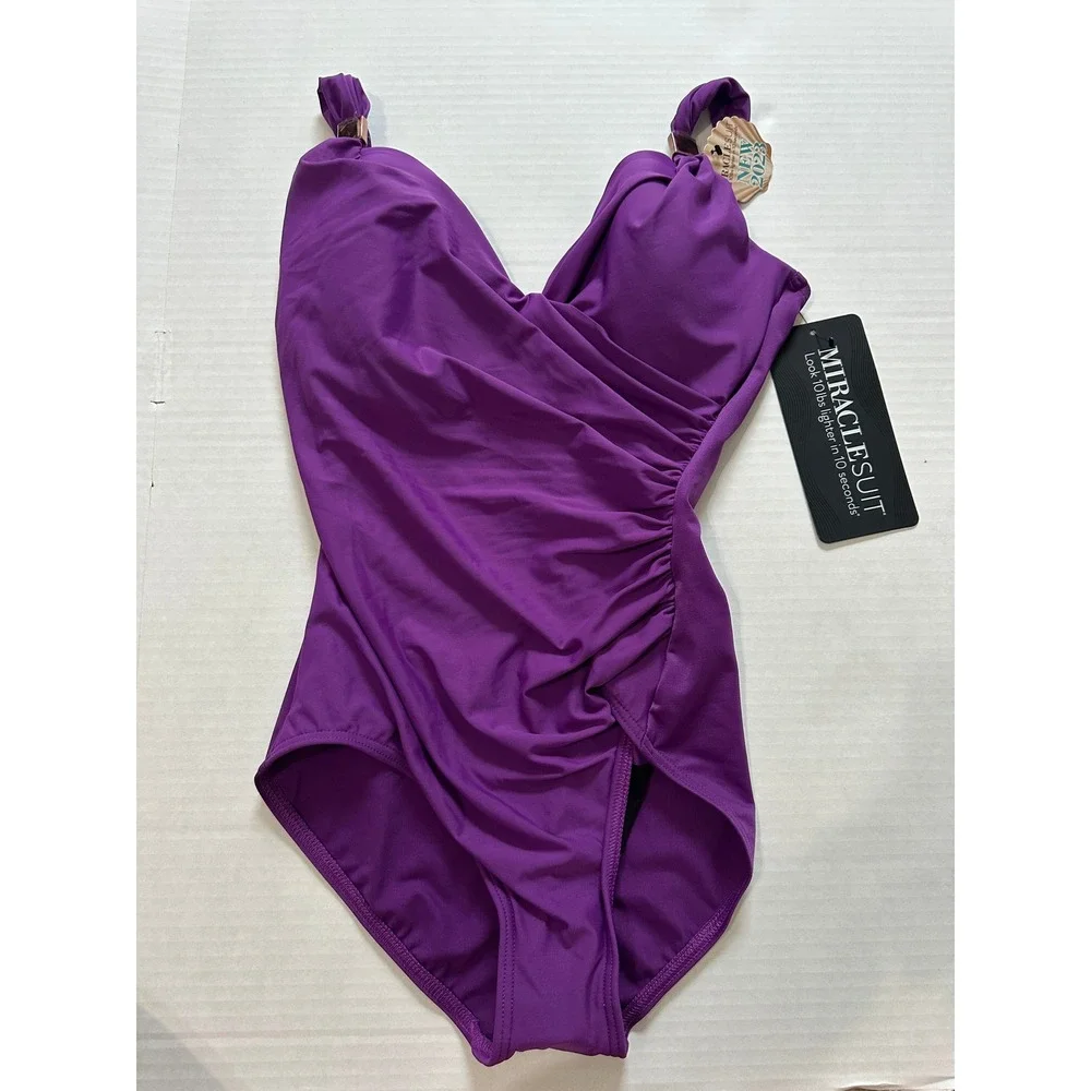 Miraclesuit Siren One Piece Swimsuit 10 Purple Orchid‎ Slimming NEW